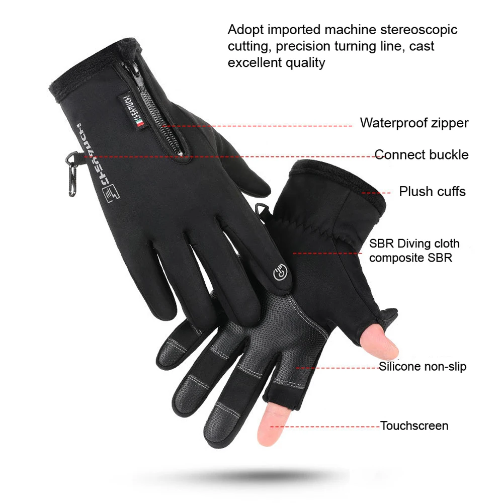 Autumn Winter Waterproof Gloves for Men and Women Keep Warm Touch Screen Gloves for Outdoor Fishing Cycling Running Driving F01 enlarge