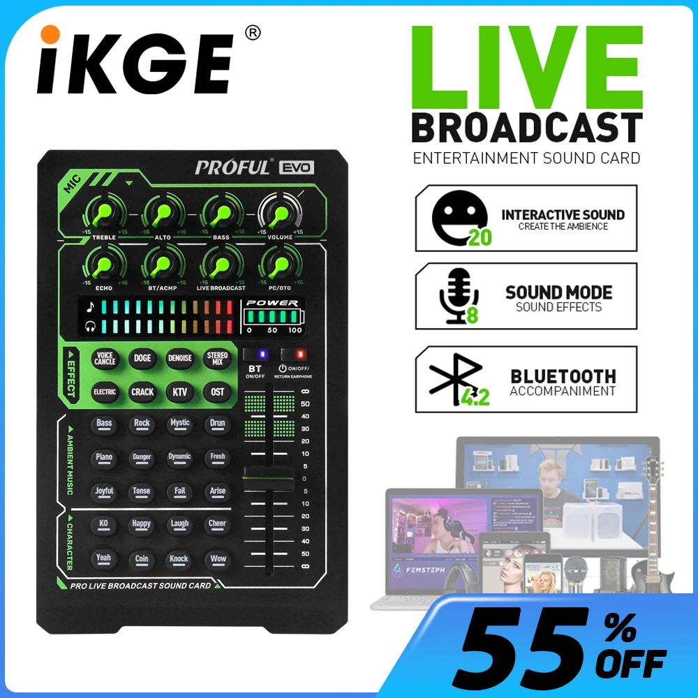 Живая звуковая карта EVO аудиомикшер 8 звуковых режимов поддержка нескольких