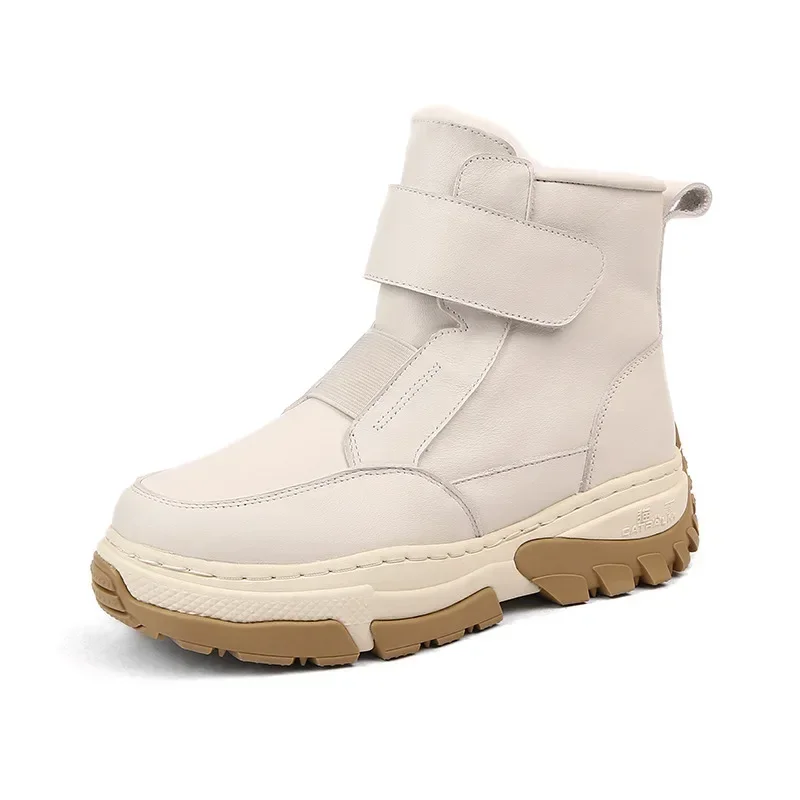 

Wool Boots Warm Anti Cold Snow Boots Female Winter 2023 New Women's Shoes Padded Thickened Warm Shoes Cowhide Big Cotton Shoes