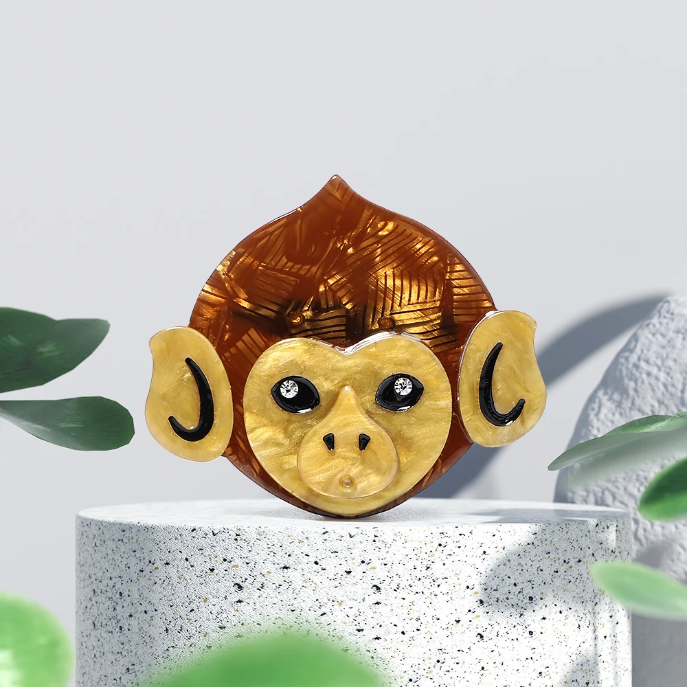 

Handmade Acrylic Animal Monkey Brooches for Women Men Lovely Sitting Pet Casual Party Brooch Pin Gifts Jewelry Accessories