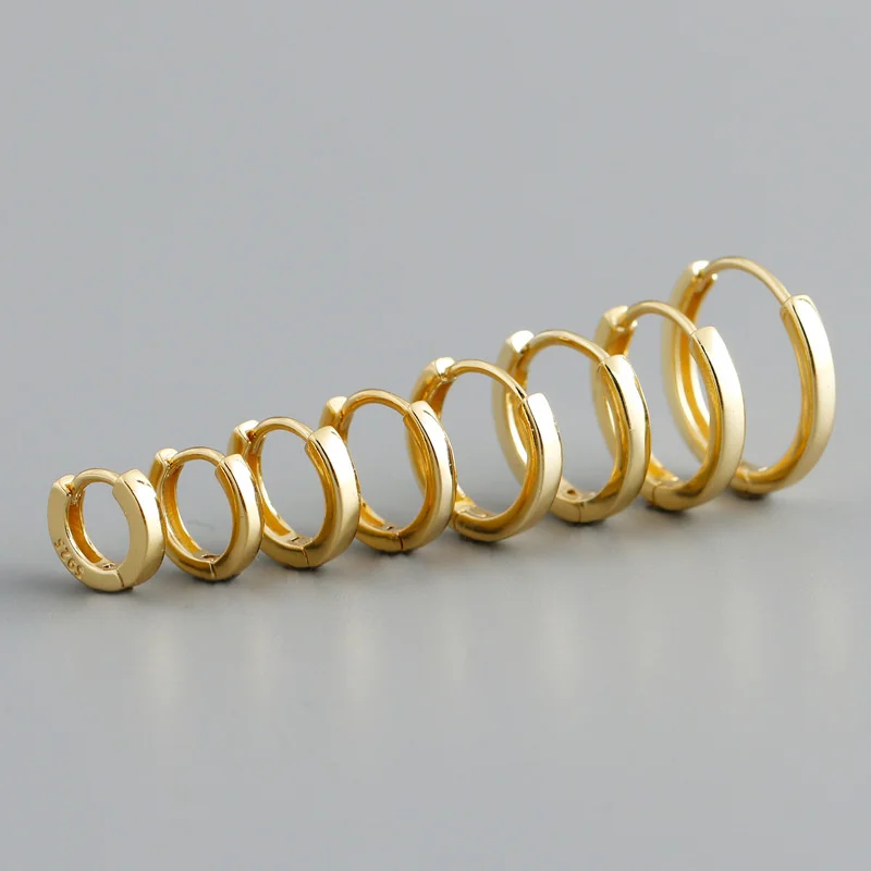 

Personalized fashion Multi Size smooth circle shaped S925 silver ear buckle Earrings Gold trend Earrings female
