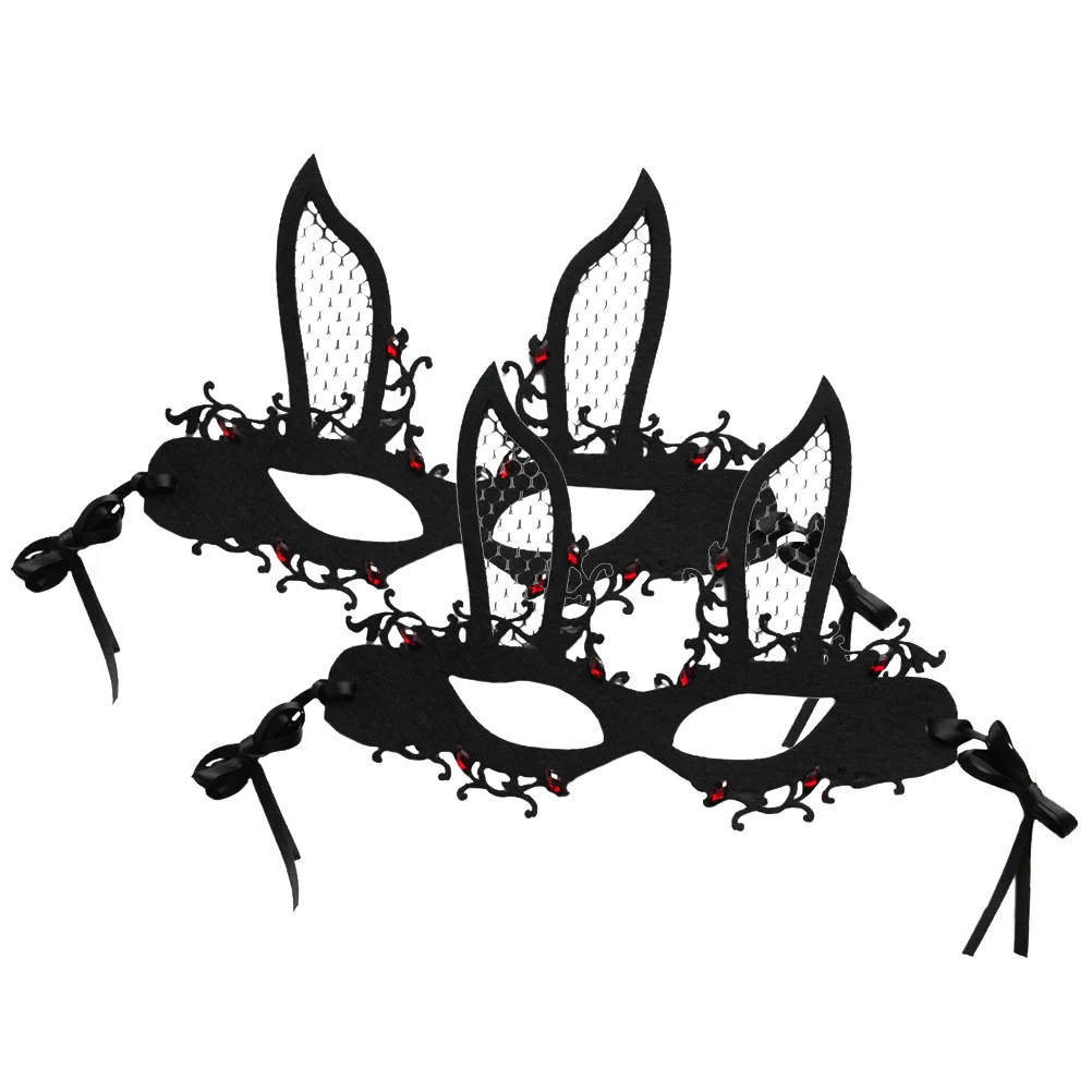 

2 Pcs The Mask Carnival Bunny Chain Party Half Face Womens Halloween Ball Cloth Female Women's