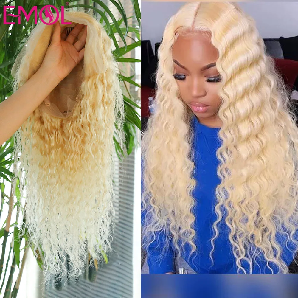 

613 Blonde Kinky Curly Lace Front Wigs Pre Plucked Kinky Curly Human Hair Wigs For Women 613 Peruvian Honey Blonde Wigs