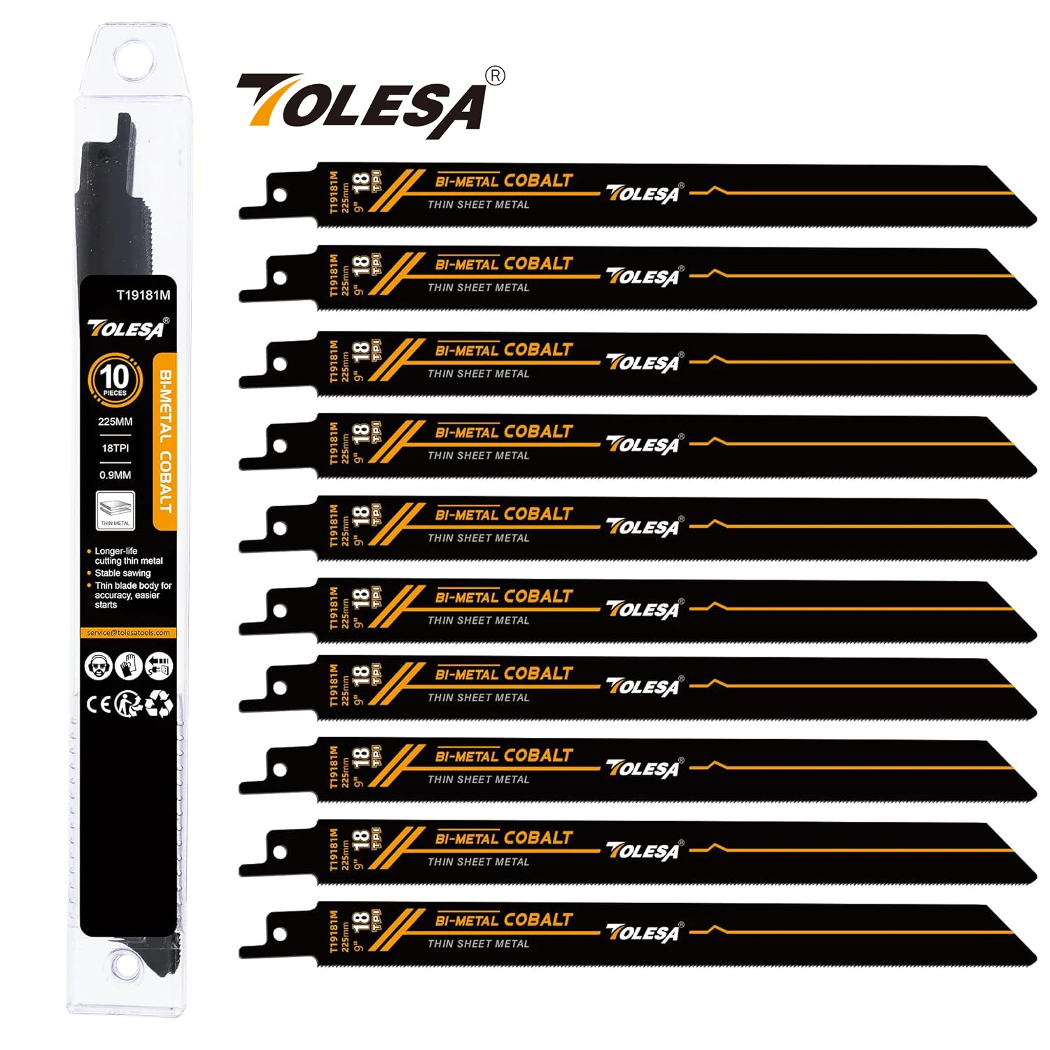 

TOLESA биметаллические пилы для резки металла 150/225 мм 18TPI с кобальтом 10 шт