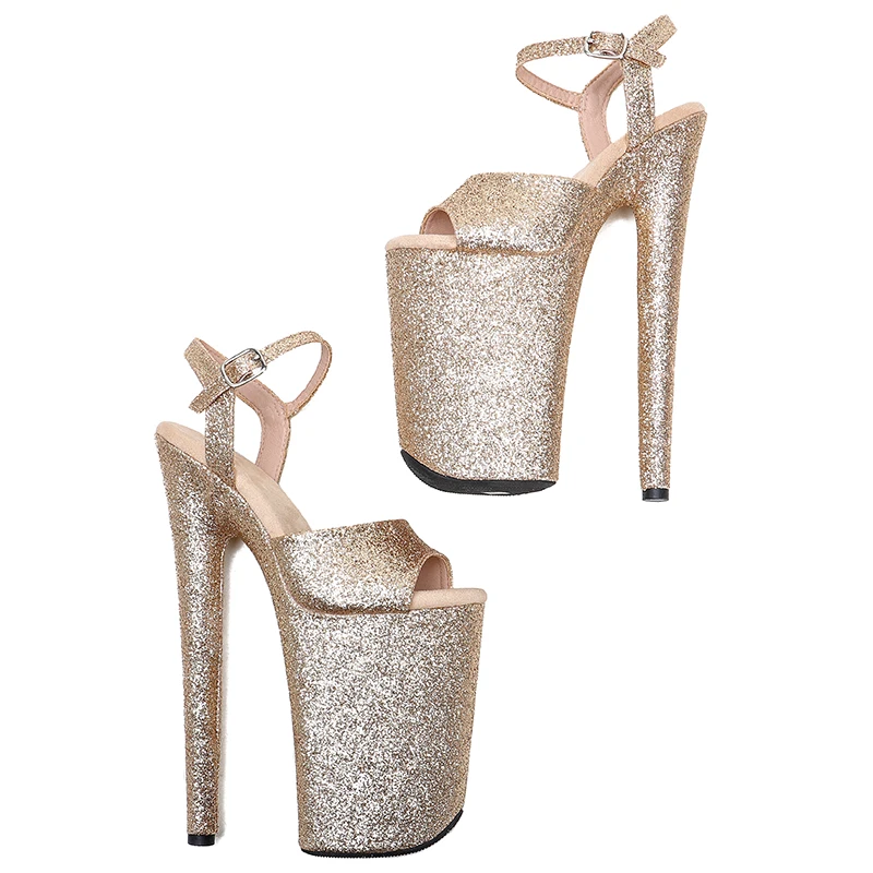 Leecabe 23CM/9inches glitter upper fashion trend exotic Platform Sexy  High Heels Sandals Pole Dance shoes