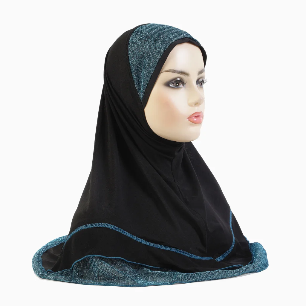 H310 One Piece Muslim Hijab Women Instant Scarf Glitter Khimar Headscarf Turban Pull On Ready Made To Wear Shawls Wrap Niqab