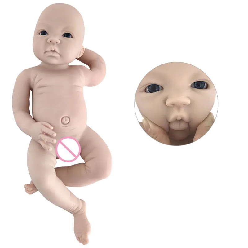 

New 18inch Girl Reborn kits Full Solid silicone Unpainted Kits DIY Parts Very soft Silicone Reborn Baby Dolls Accessories DIY