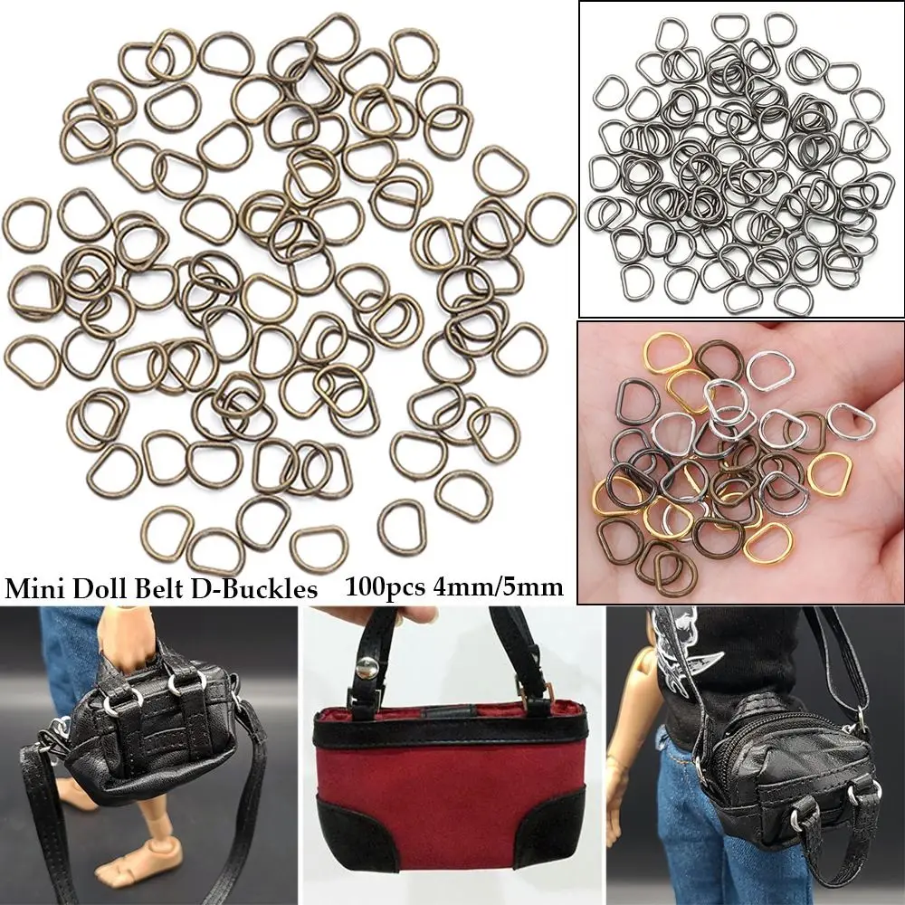 

100pcs High quality Stuffed Toys 4mm/5mm 4 colors Doll Bags Accessories Diy Dolls Buckles Belt Buttons D-Buckle