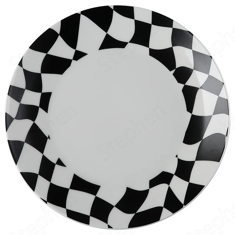 Креативная Шахматная решетчатая керамическая тарелка в скандинавском стиле