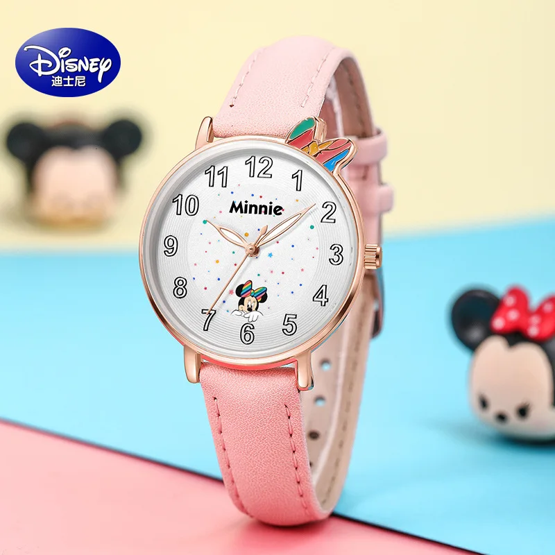 Disney Gift With Box Mickey Minnie Children's Student Quartz Watch Waterproof Luminous Clock Men Women Relogio Masculino enlarge