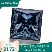 ptx professional loose moissanite high quality vivid blue color princess brilliant cut factory supply diamond for diy jewelry