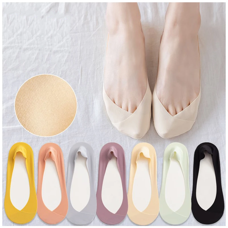 10 Pairs Ice Silk Women Stockings Children Boat Sock Thin Leg Summer Prevent Skating Sock Shallow Mouth Heels Invisible