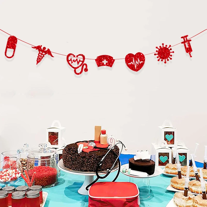 Красные мигающие поздравления врачам медсестрам флажкам и украшениям для