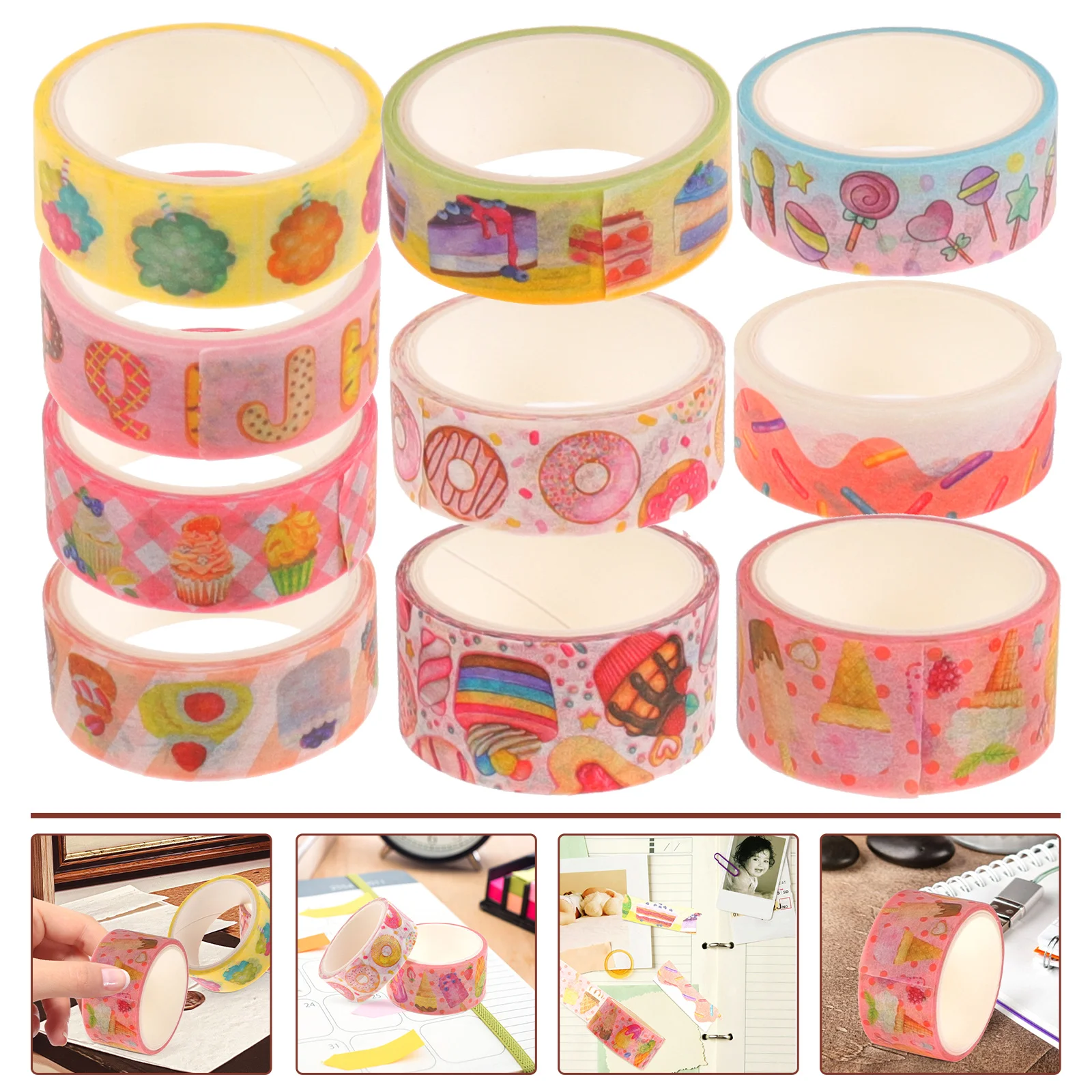 

10 Rolls Handbook Sticker Scrapbooking Decals Washi Paper Tapes for Delicious