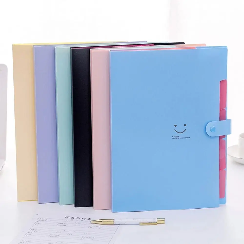 

Цветной 5-слойный пакет для файлов, тестовая бумажная сумка для хранения файлов с улыбкой, карманный пакет для хранения документов, папка для файлов А4, расширяющиеся папки