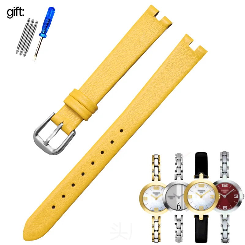 Genuine Leather Watch Strap for Tissot 1853 Notch Strap Flamenco Series T003 Belt Women's T009a Watchband 8*3mm 10*3 mm 12*3mm