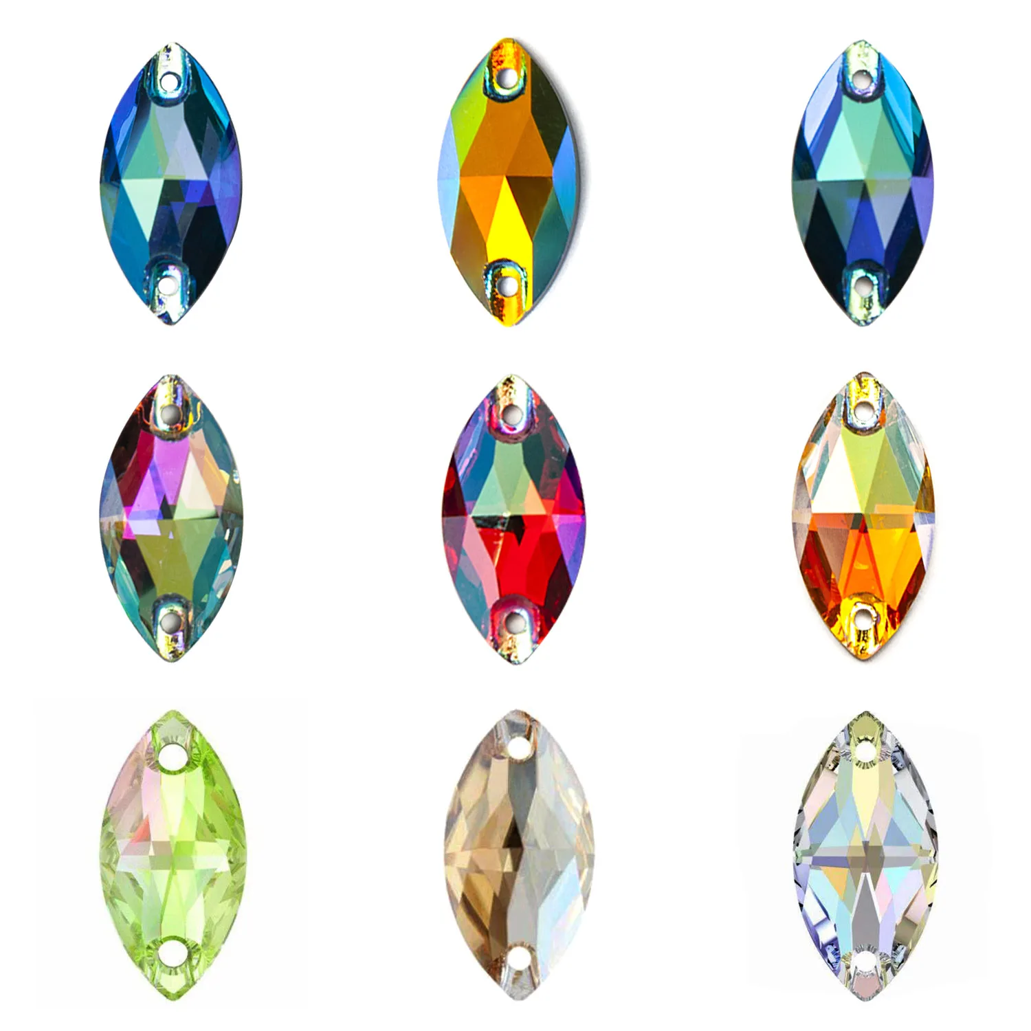 

Лучшее качество, разноцветные стеклянные Блестящие кристаллы AB Navette, аксессуары для шитья своими руками