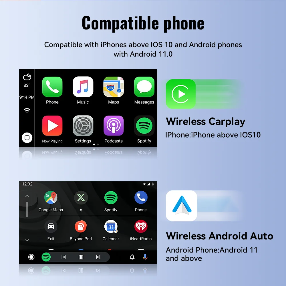 HANG JING Беспроводной адаптер Carplay и Android Auto Smart Dongle Функция 2в1 Автоматическое