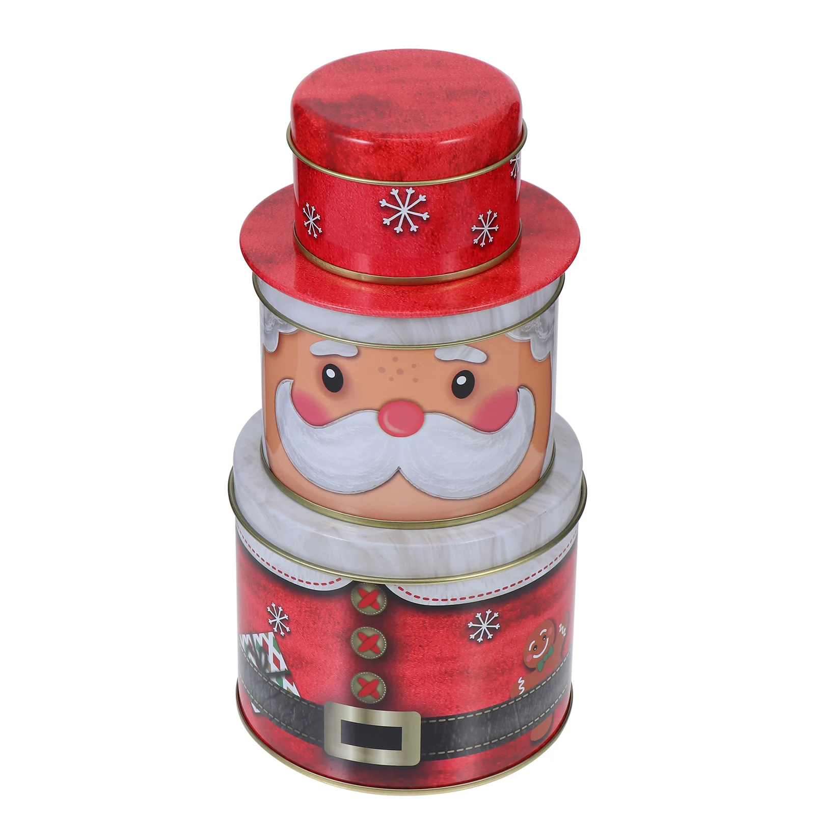 

Christmas Cookie Box Tins Gift Candy Boxes Lids Tin Giving Tinplate Jar Containers Metal Storage Holiday Jars Party Santa Round
