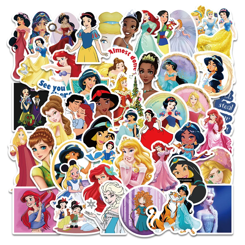 

50PCS Cartoon Movie Snow White/The Mermaid/Frost Interesting Children's Early Education Educational Toys Waterproof Stickers