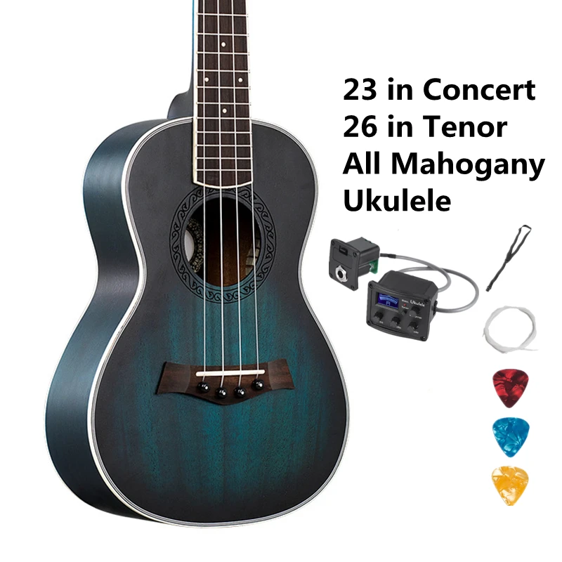 

Concert Tenor Ukulele 23 26 Inch Mahogany Mini Guitar Blue Gradient Acoustic Electric 4 Strings Ukelele Guitarra Uke