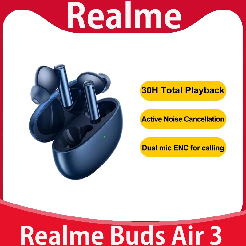 

Realme Buds Air 3 Bluetooth Earphone 42dB Active Noice Cancelling 546mAh Massiver Battery Headphone IPX5 Water Resistant Headset