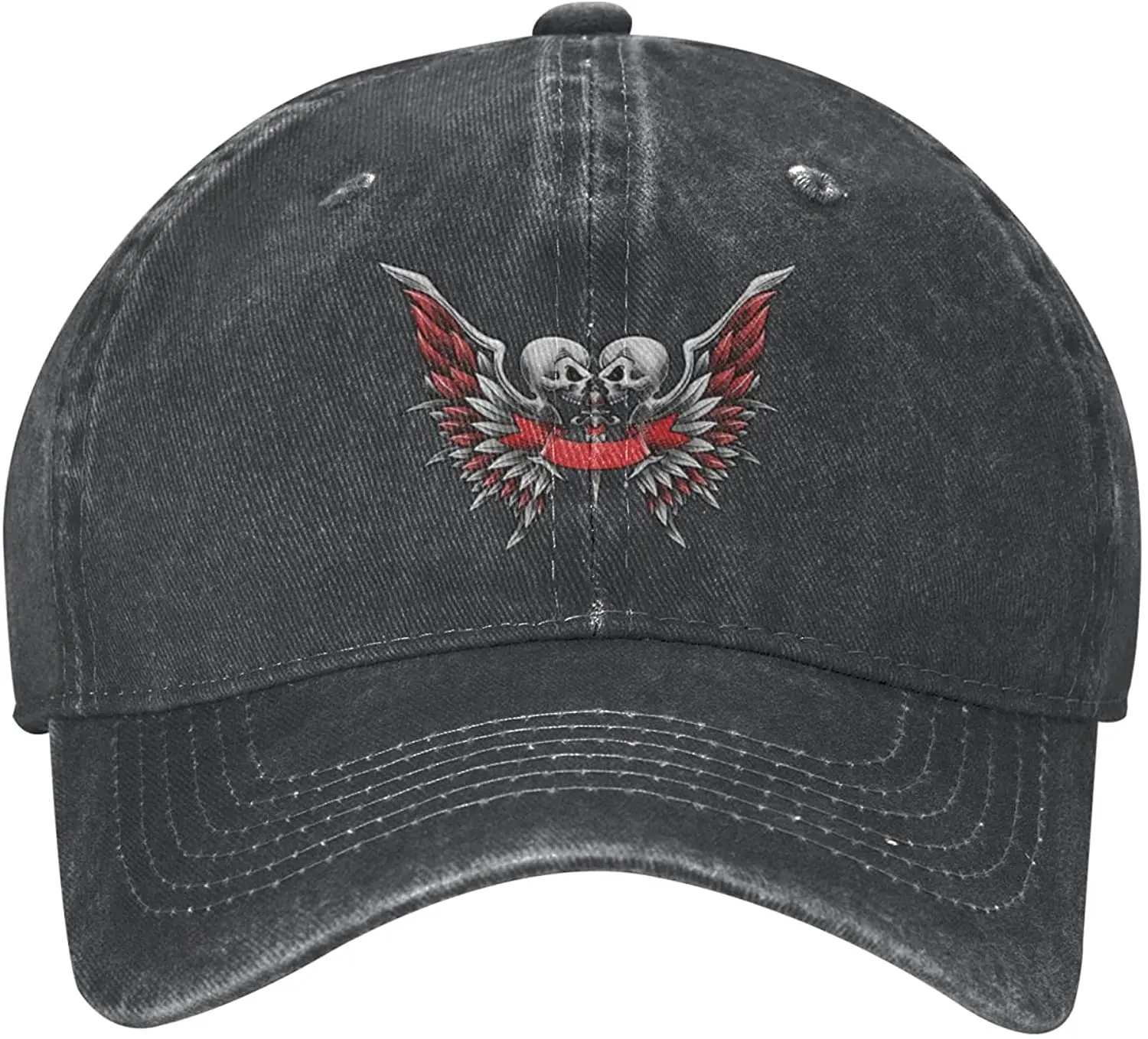 

Skull Baseball Cap Adjustable Washed Distressed Denim for Men Women