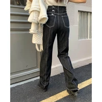 fashion loose back buttons jeans for women high waist wide leg femme trousers casual denim pants 2022 washed jean pants s xl