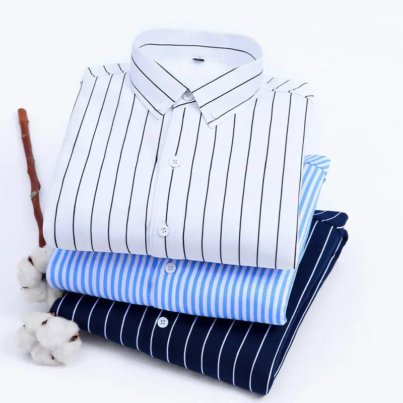 2022 New Men's Plush Thickened Warm Shirt Autumn and Winter Business Stripe Fashion Casual Square Neck Long Sleeve Plaid Shirt