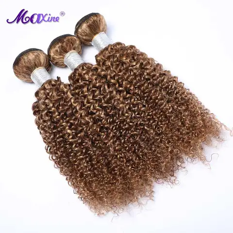 Maxine P4/27 Highlight Кудрявые вьющиеся пучки человеческих волос Афро Кудрявые объемные пучки необработанных вьющихся волос Оригинальные 100% наращивание человеческих волос