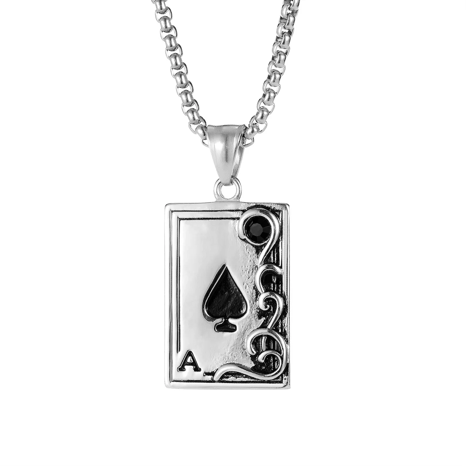 

Personality Poker Spades Pendant Cool Fashion Men's Stainless Steel Necklace