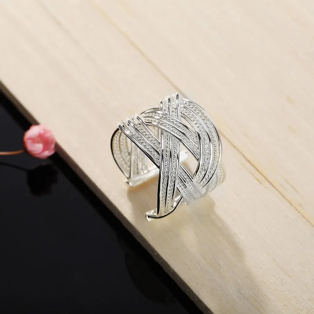 Женское кольцо из серебра 925 пробы регулируемое в стиле ретро