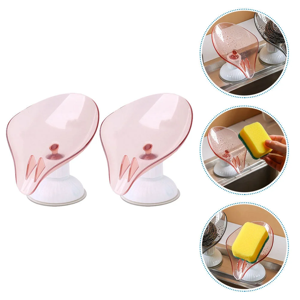 

2 Pcs Set Tier Tray Soap Dish Suction Cup Nail Free Storage Holder Plastic Drying Draining Rack