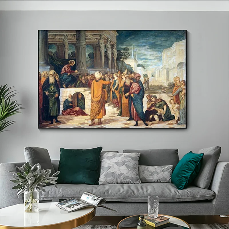 Настенная Роспись Христос и взрослая женщина Tintoretto художественные плакаты на