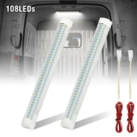 NEW-2X 12V Universal 108 LED Bar Car Interior Light Lamp Strip Light Bar with ON/OFF Switch for RV Truck Camper Boat