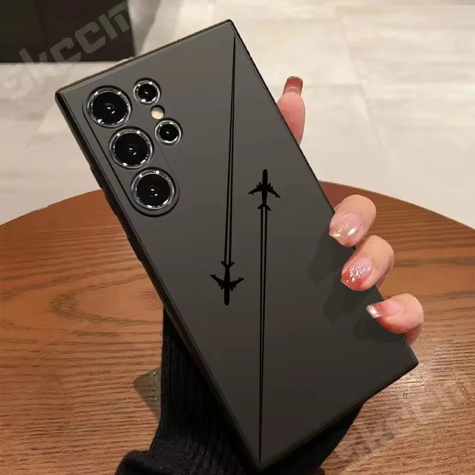 Чехол для телефона из силикагеля Samsung Galaxy S25 S24 Ultra S23 S22 S21FE S20 A55 A54 A15 A35 irplane Route Desian