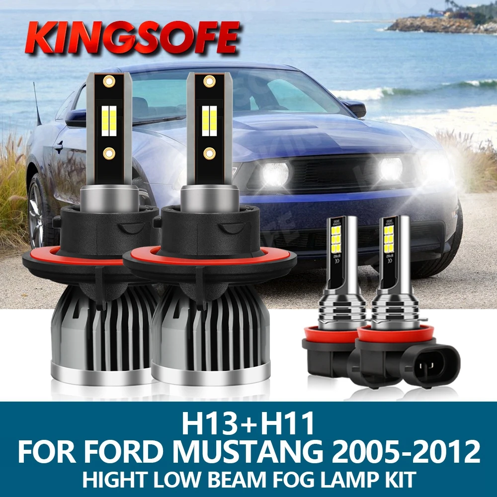 

4 шт., автомобильные лампы головного света, H13, H11, 110 лм, 2005 Вт, CSP, для Ford Mustang 2012-