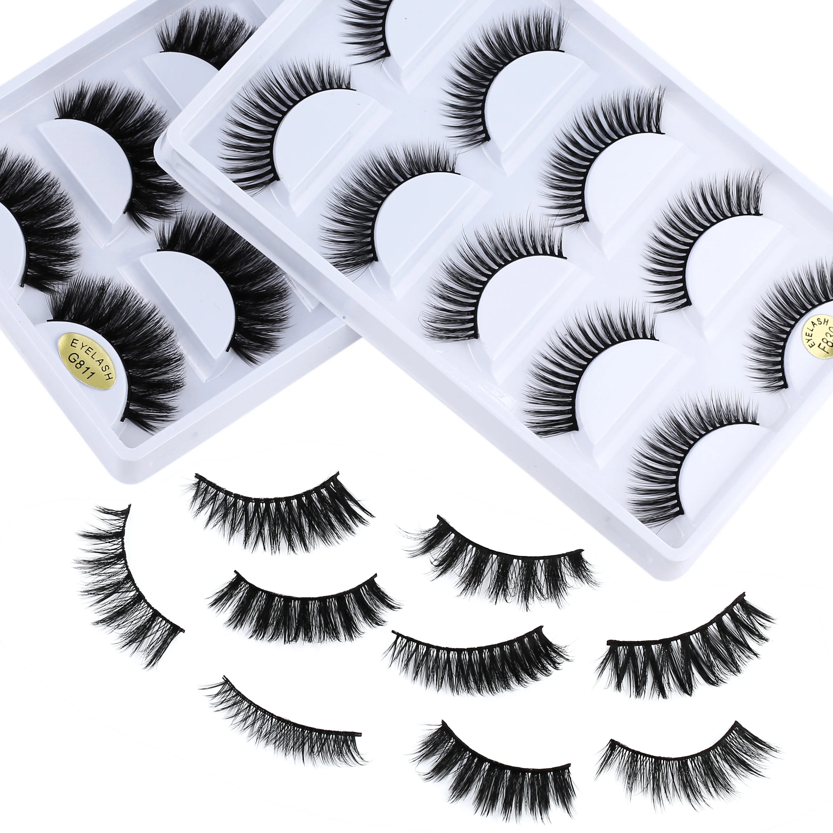 5 Pairs 3D Mink Eyelashes Natural False Faux Cils Maquillaje Long Lashes Soft Fake Extension Makeup Cosmetic | Красота и здоровье