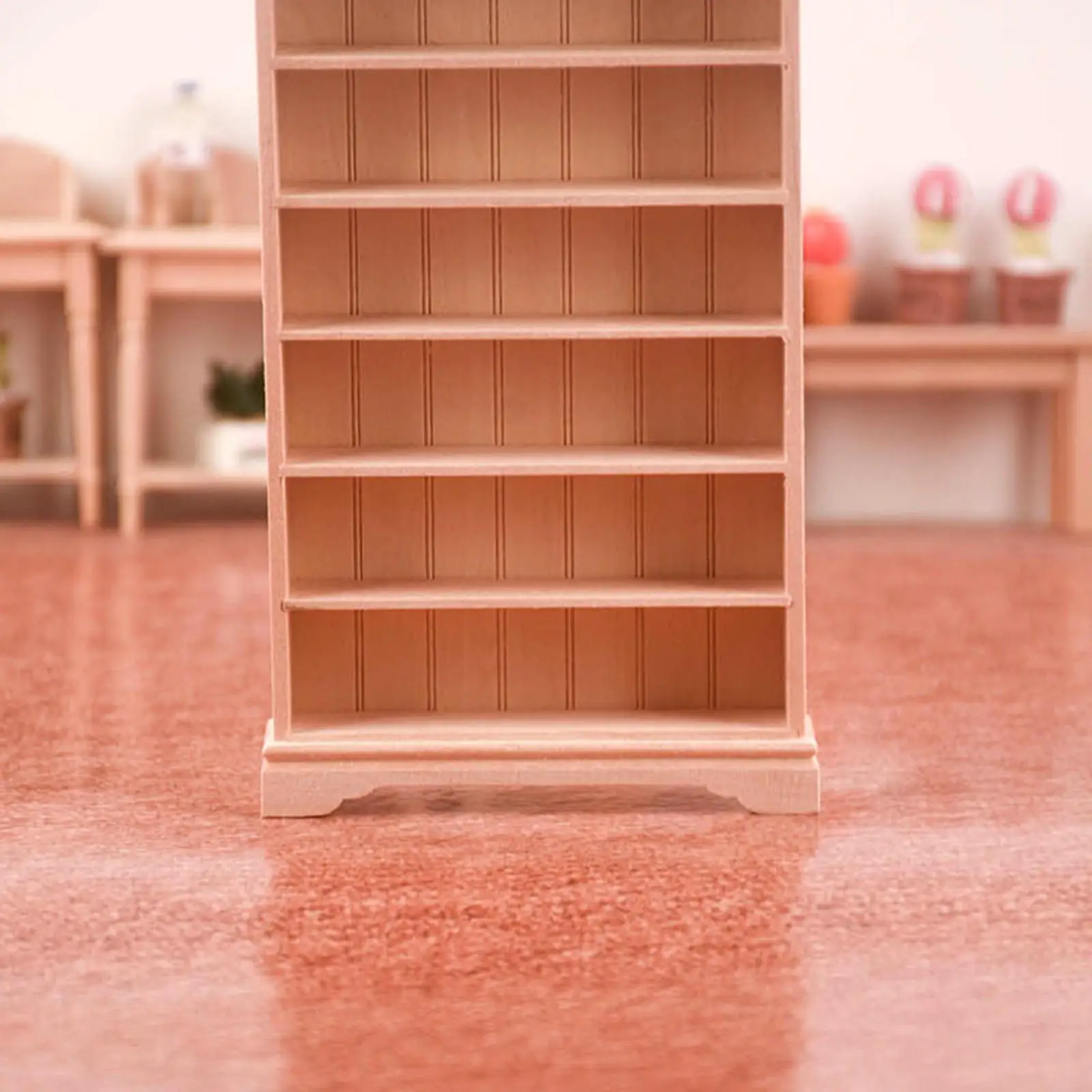 

Miniature Dollhouse Bookcase Dining Room Home Micro Landscape Furniture 1:12 Wooden Display Shelf Ornaments Scenery Supplies
