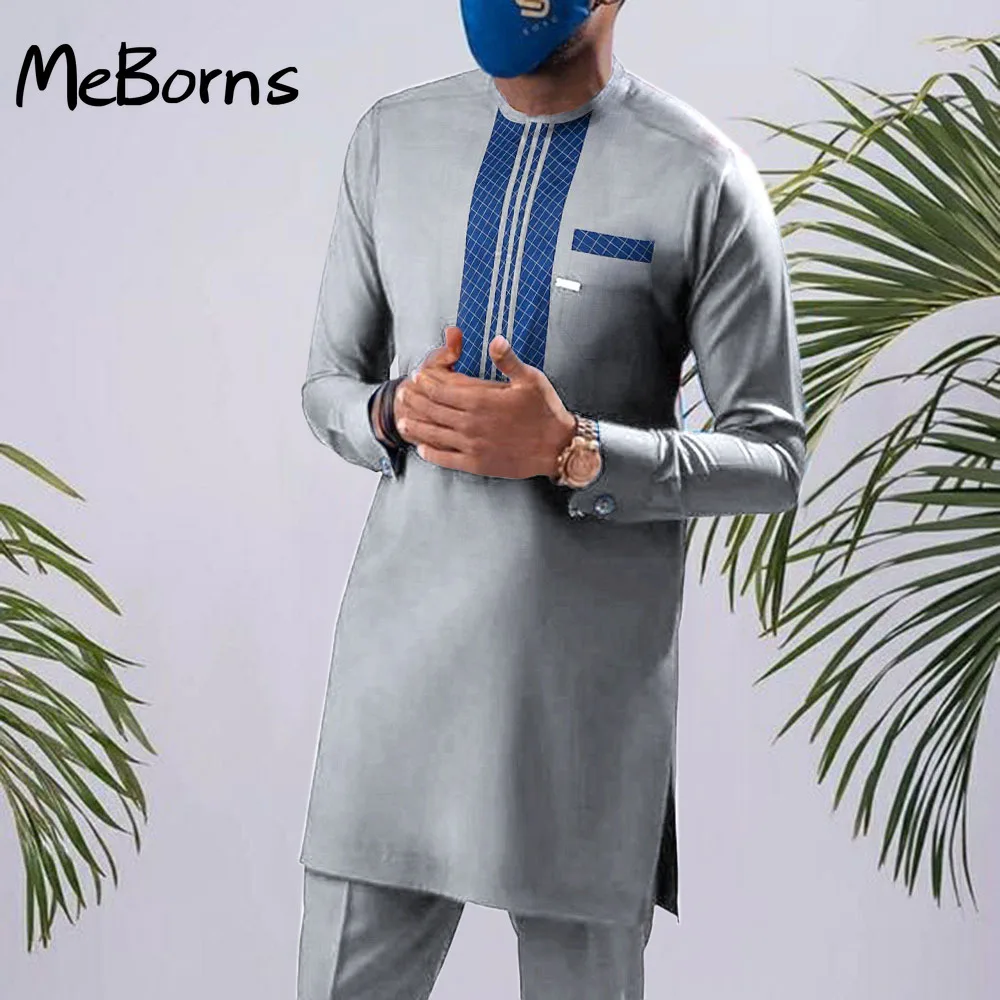 

Men's Clothing Social Suit for Man Blouse and Pant Two-piece Suits for Men 2022 African Clothing for Gentleman (M-4XL)