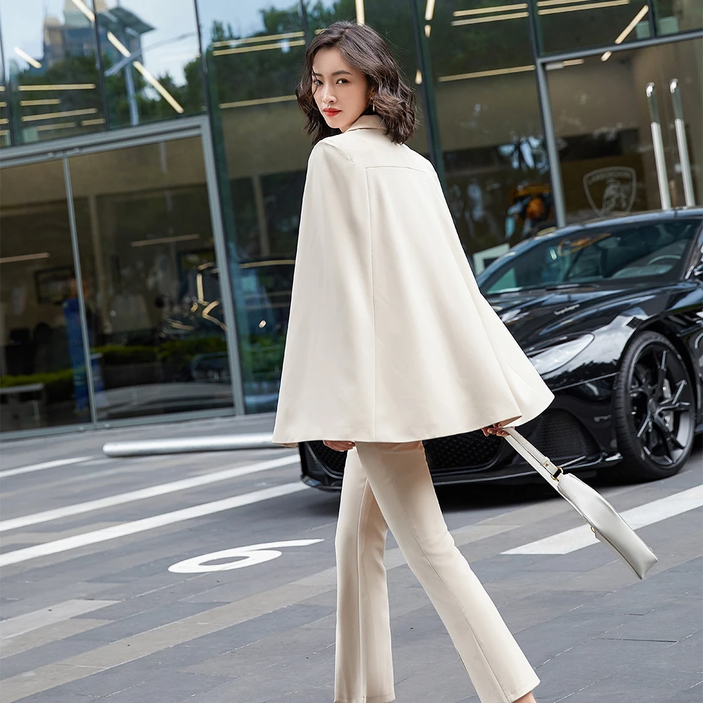 Women Bat Sleeve Pant Suit Latest Fashion Ladies Jacket Blazer And Trousers Red Apricot Black 2 Piece Set