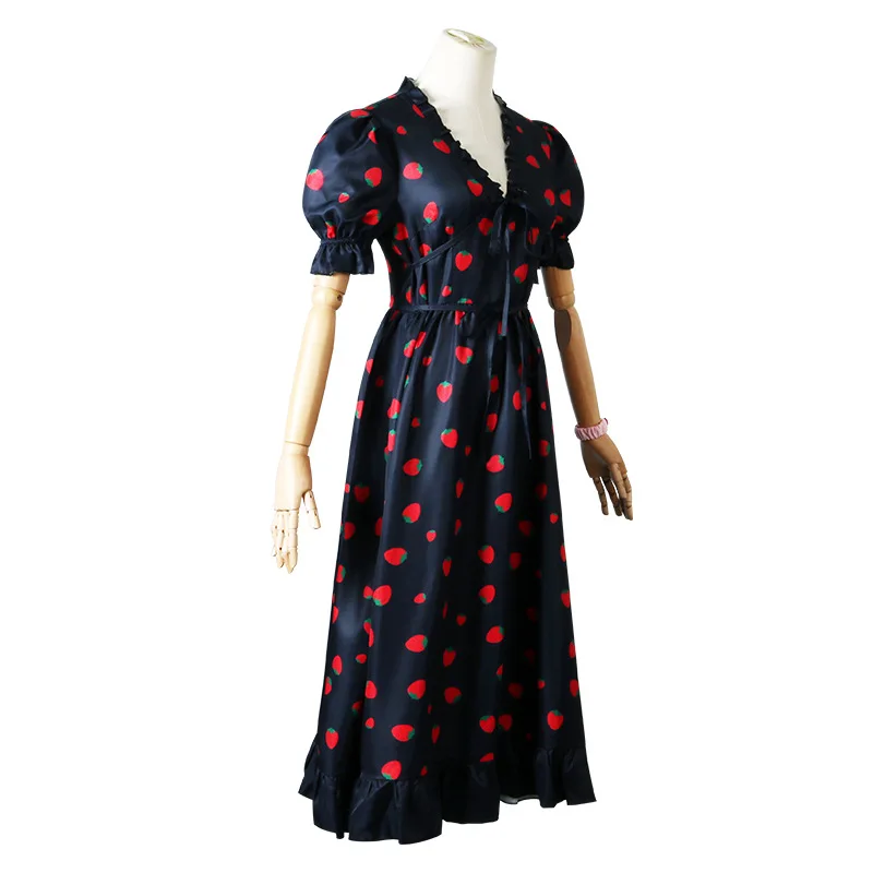 Взрослые дети маскарадный костюм толстовки Косплей платье клубники с головным