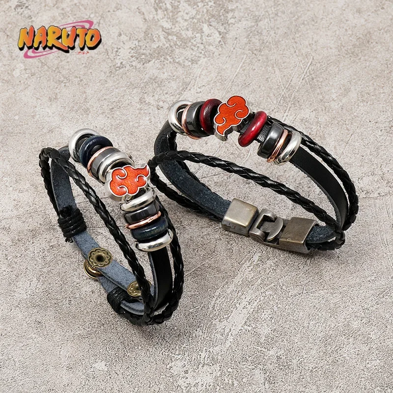 Наруто Акацуки браслет аниме красное облако кожаный ремешок для часов мужчин