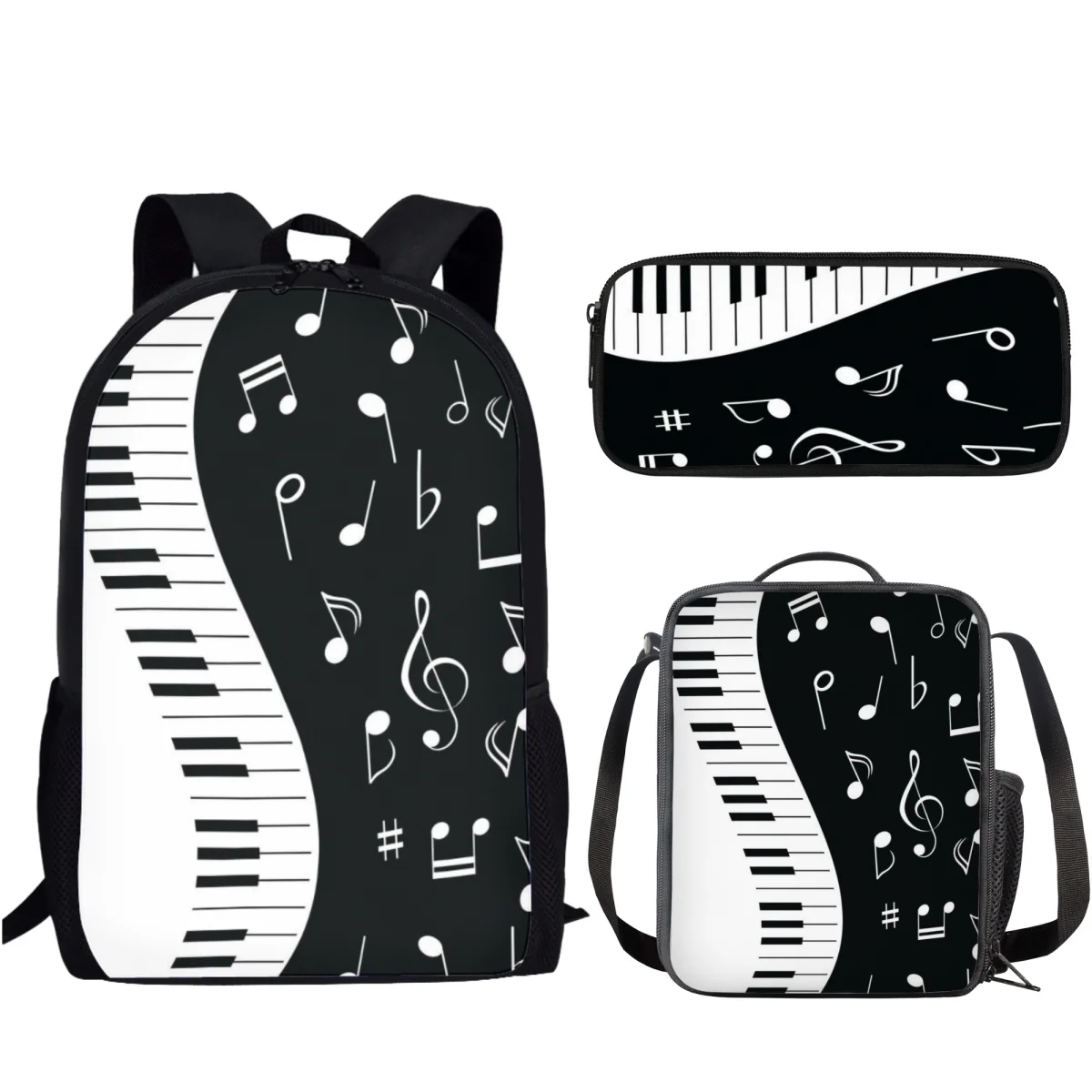 Drop Ship 3pcs/set Children School Bags Musical Note Pattern Large Capacity Fashion Backpack for Teen Boys Girls Back to School