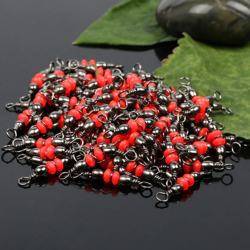 

100pcs Three-way Swivels Triple Swivels Line Connectors Swivel Tackle Accessories (Red)