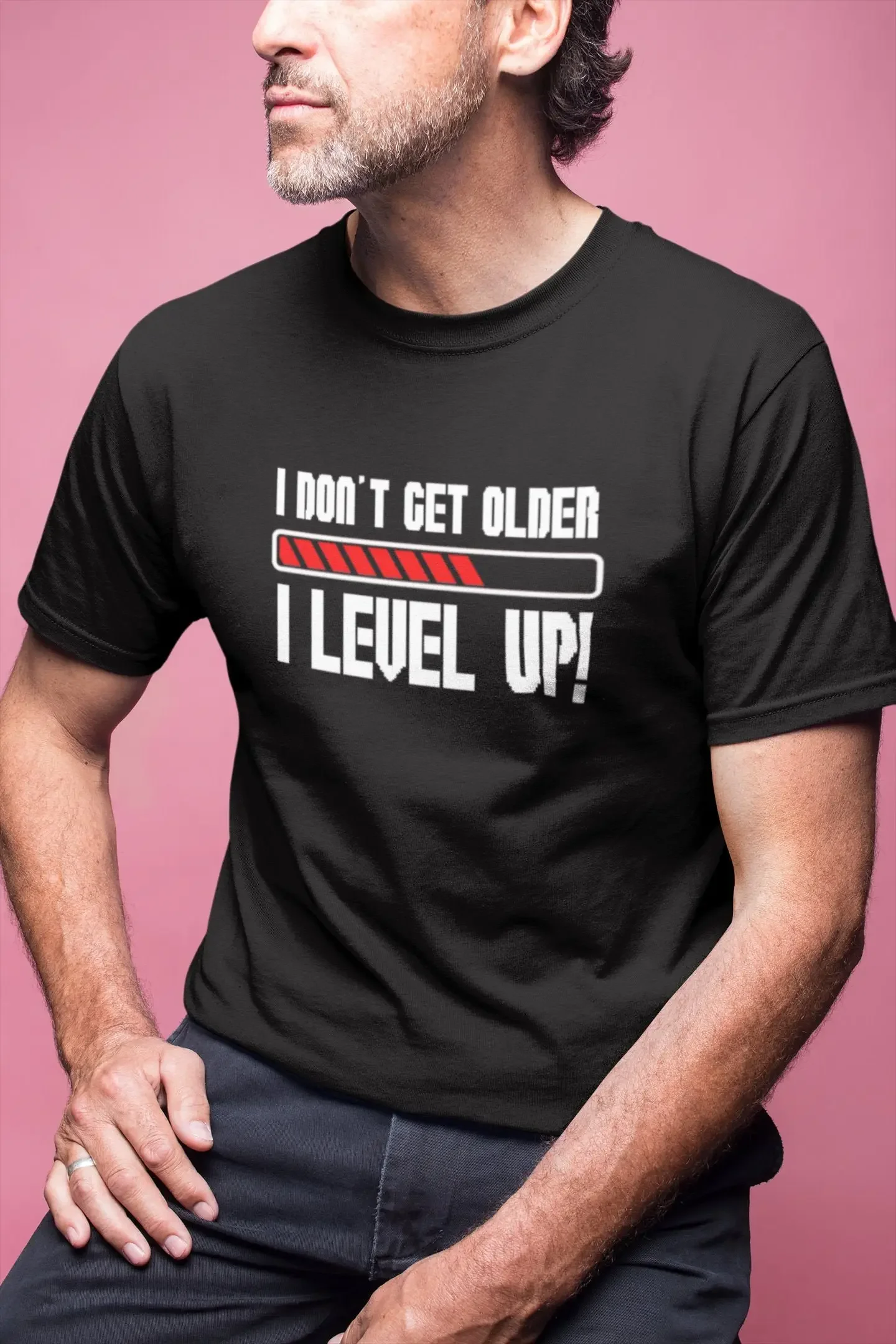 Camiseta para hombre I't Get Old Level Up playera divertida jugadores videojuegos cumплинзацию y Navidad