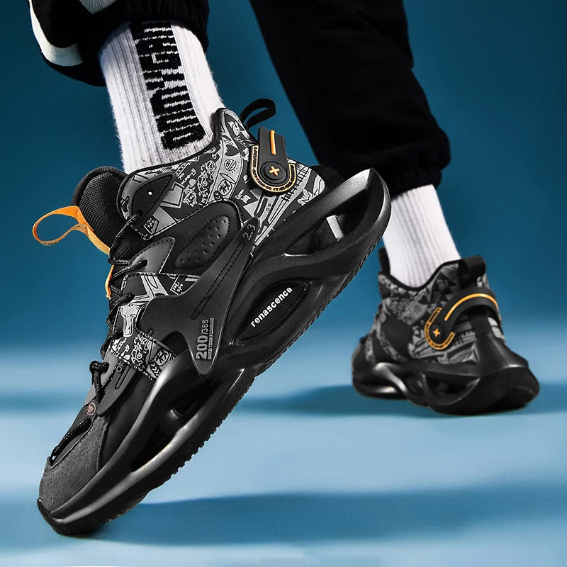 Мужские Стильные Баскетбольные туфли на шнуровке амортизирующие удобные