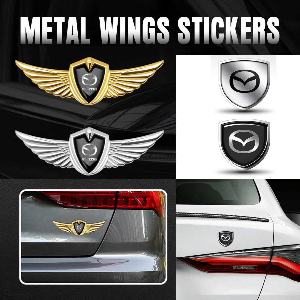 

1pcs Metal Car Body Emblem Grill Shield Wings Rear Trunk Side Fender Sticker For Mazda 3 Axela 6 GH Atenza CX5 2 Demio CX3 CX30