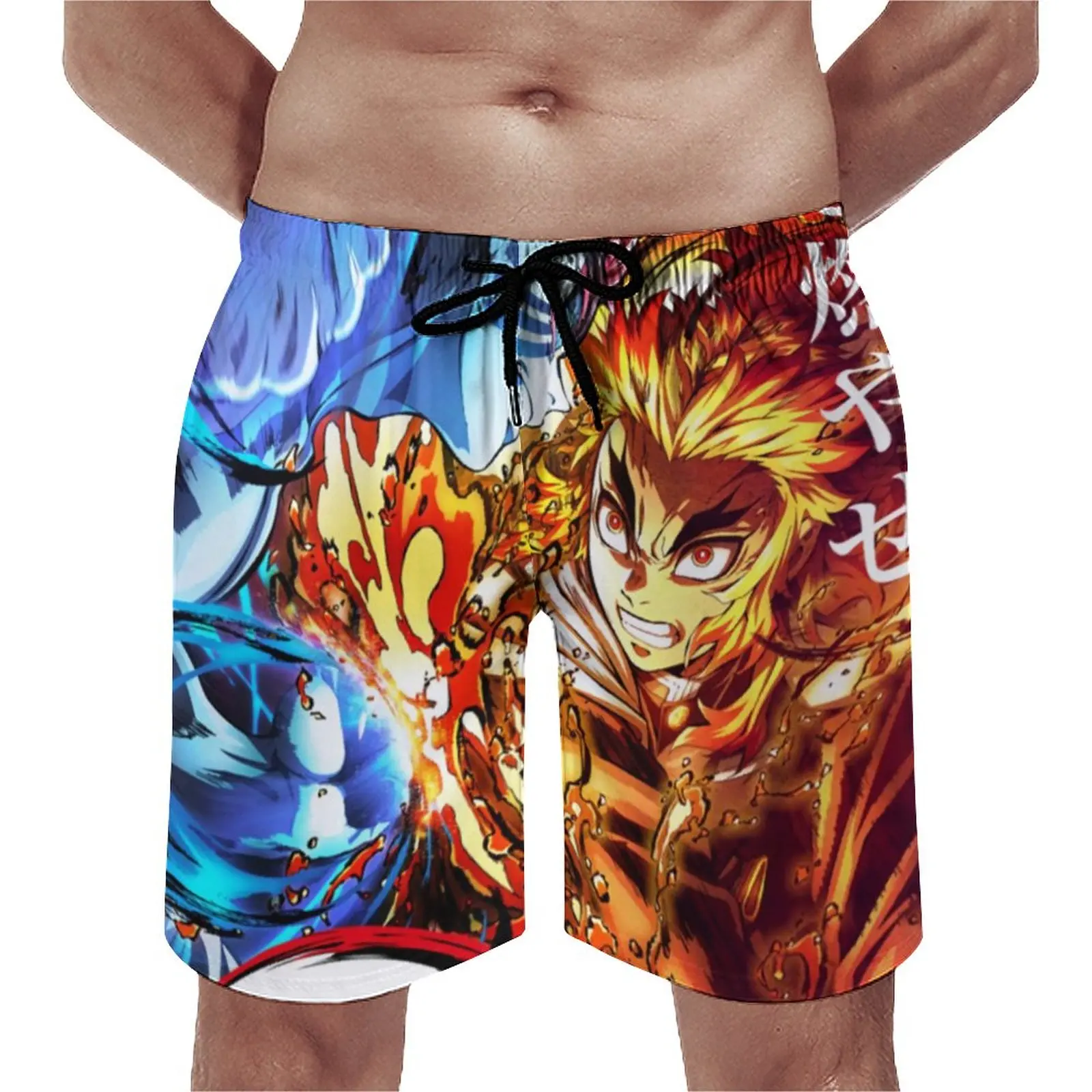 

Demon Slayer Board Shorts Summer Akaza Manga Japan Inosuke Rengoku Retro Beach Shorts Man Sportswear Comfortable Swim Trunks