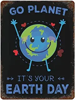 

Earth Day Iron Sign Vintage Metal Painting Hanging Poster Printed Picture for Home Wall Bar Decor